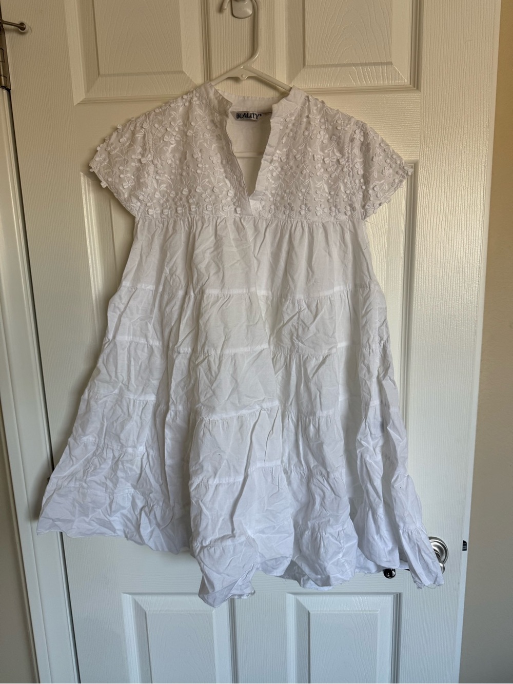 White Embroidered Cotton Dress Coverup - Womens size S